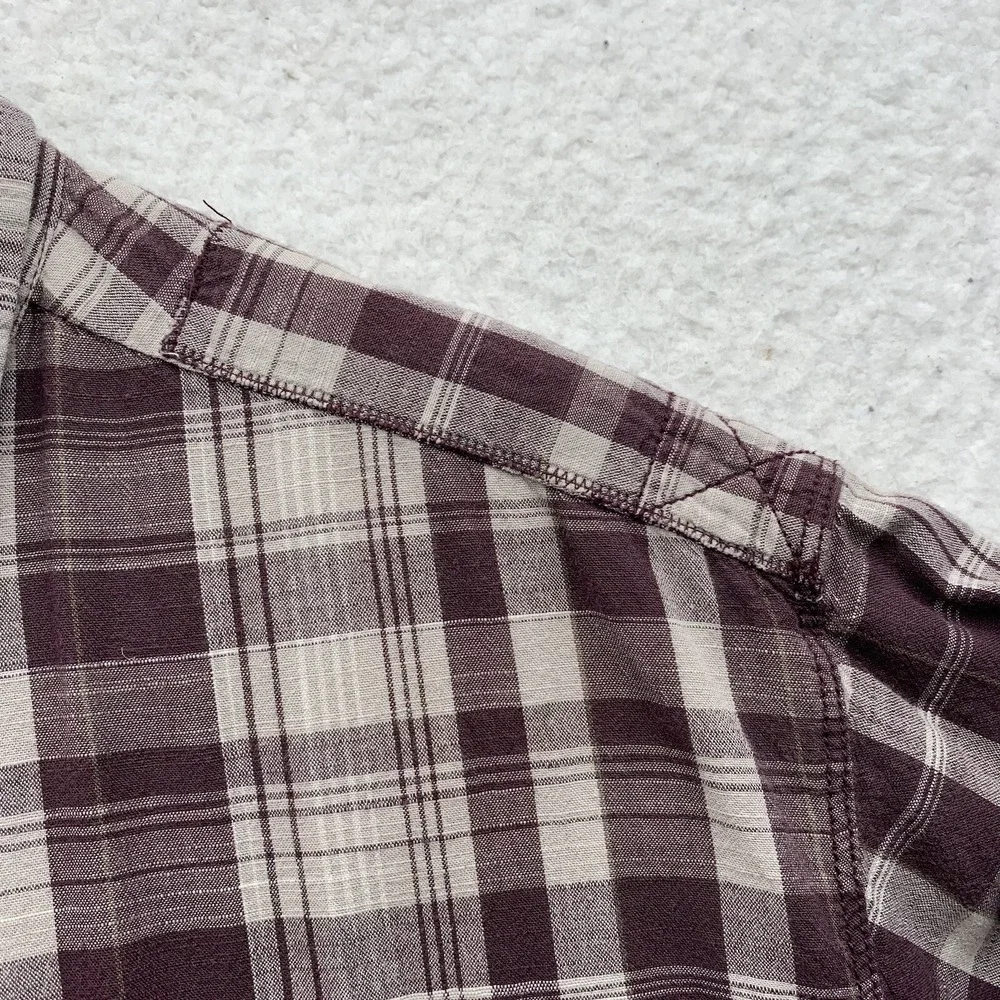 The North Face Button Up Shirt Mens Large L Maroon Gray Plaid Hiking Outdoors